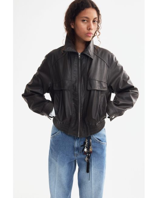 H&M Black Oversized Coated Jacket