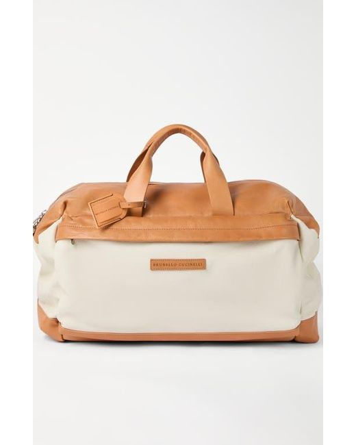 Brunello Cucinelli White Grained Calfskin Active Bag for men
