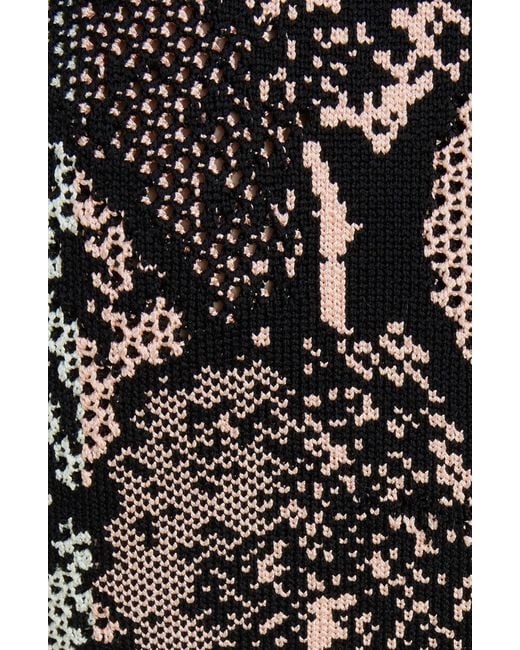 Balmain Black Python Jacquard Knit Sheath Dress