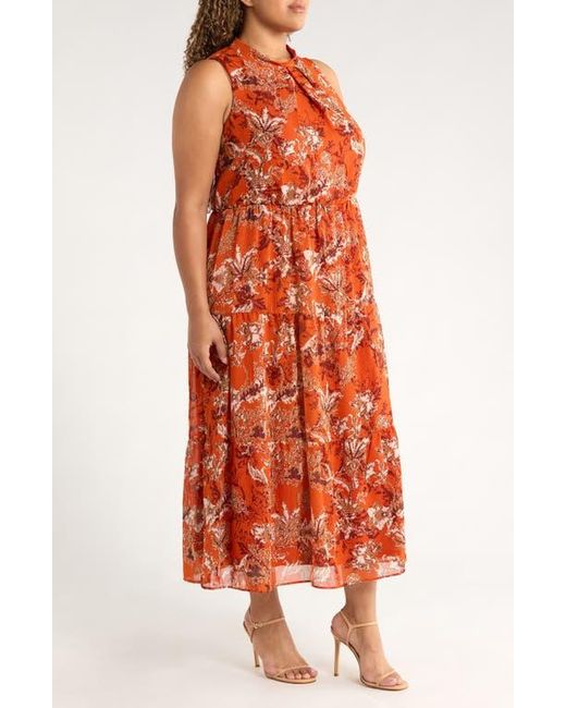 Julia Jordan Red Sleeveless Mock Neck Maxi Dress