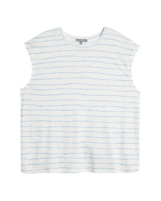 Wit & Wisdom Blue Stripe Linen Blend T-Shirt