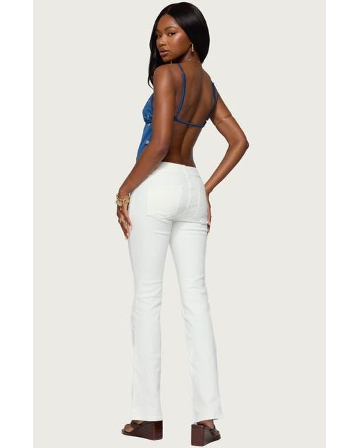 Edikted Blue Soleil Embroidered Daisy Open Back Camisole
