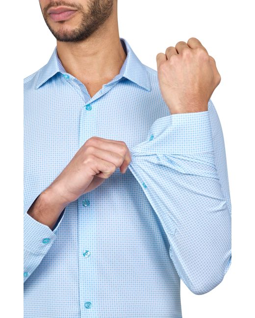 W.r.k. Blue W. R.k Slim Fit Geo Print Performance Dress Shirt for men