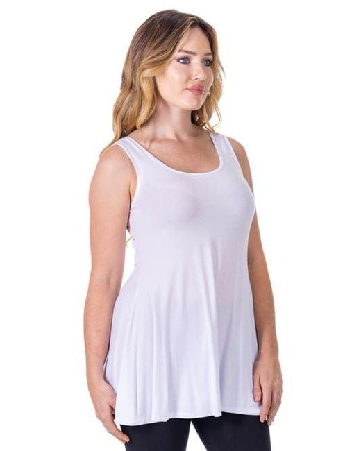 24seven Comfort Apparel White Scoop Neck Sleeveless Tunic Top