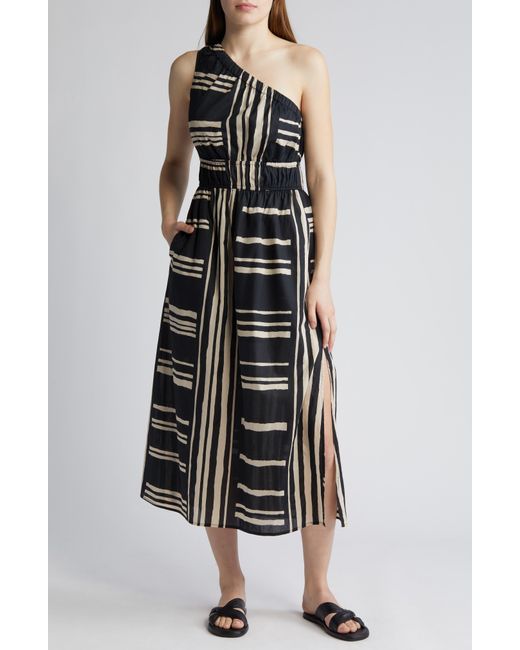 Rails Multicolor Selani Stripe One-shoulder Cotton Midi Dress