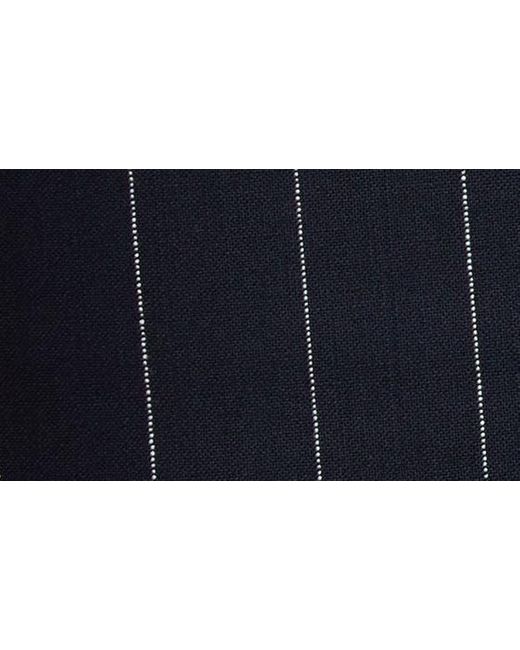 Monse Blue Deconstructed Pinstripe Lace Trim Wool Blend Crop Top