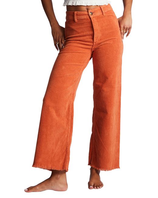 Billabong Free Fall High Waist Wide Leg Corduroy Pants in Orange | Lyst