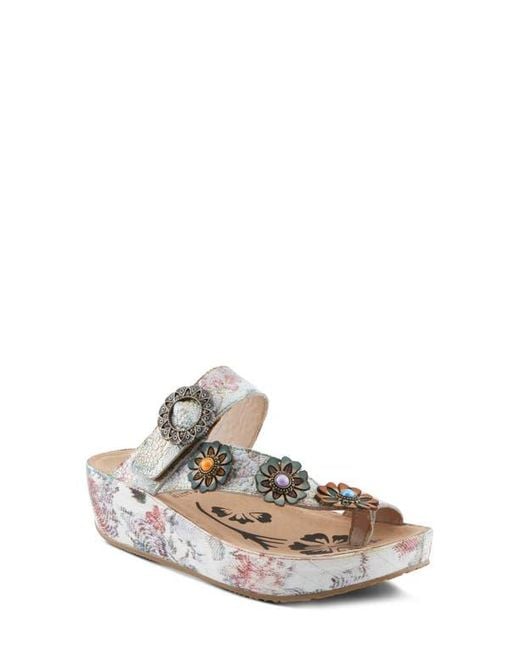 Spring Step White Blissbloom Platform Wedge Flip Flop