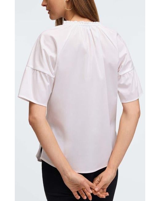 Foxcroft White Vicky Stretch Cotton Blend Poplin Top