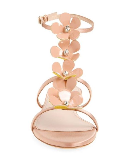 Giambattista Valli Pink Flower Ankle Strap Sandal