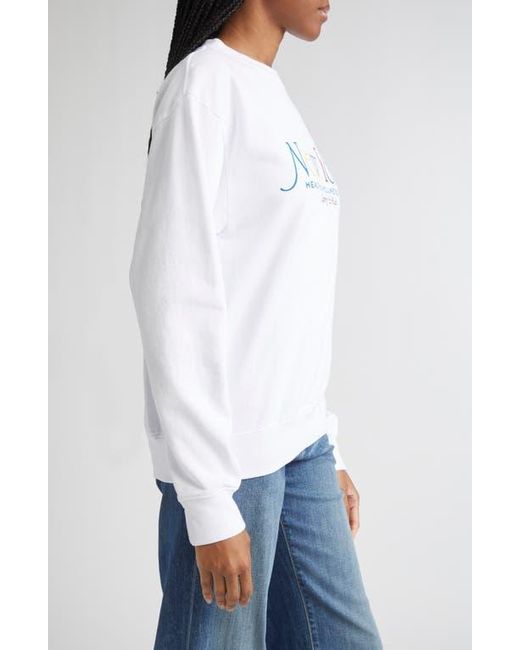 Sporty & Rich White Ny 94 Long Sleeve Cotton T-Shirt