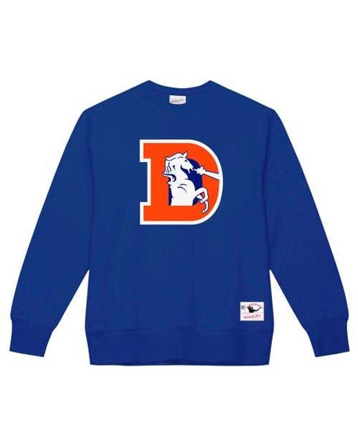 Mitchell & Ness Blue Denver Broncos Basic Fleece Pullover Sweatshirt for men