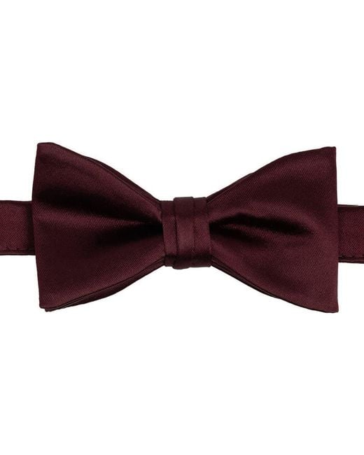 Brooklyn Brigade Red Solid Satin Pre-Tied Bow Tie for men