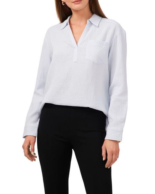 Chaus White V-Neck Collared Blouse