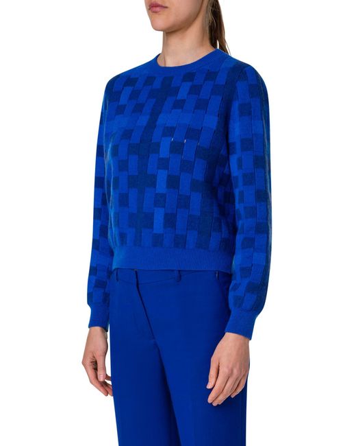 Akris Blue Braided Cashmere & Wool Sweater