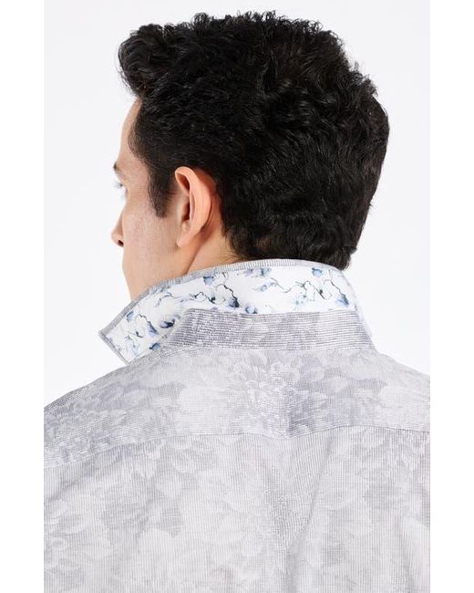 Robert Graham Gray Lexington Floral Stretch Cotton Button-Up Shirt for men
