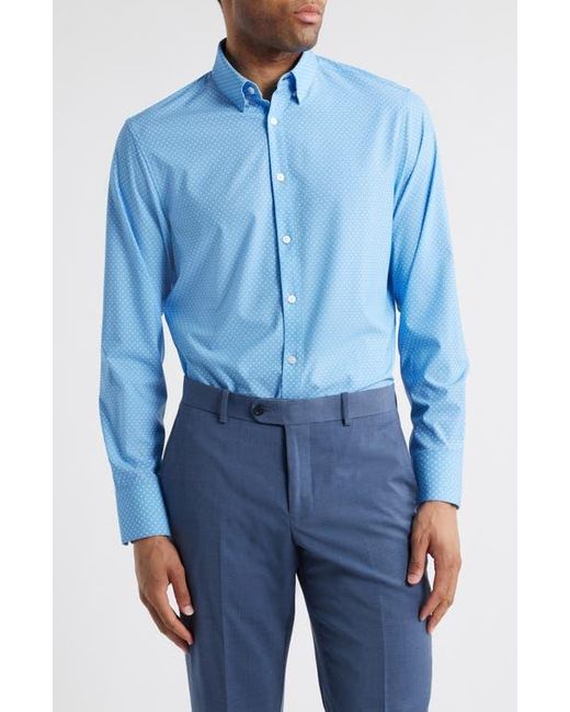 Mizzen+Main Blue Leeward Trim Fit Neat Star Print Stretch Button-Up Shirt for men