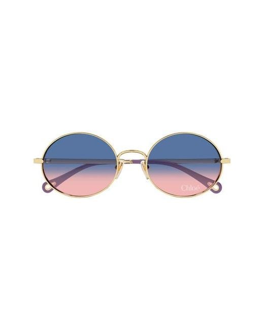 Chloé Blue 55Mm Gradient Round Sunglasses