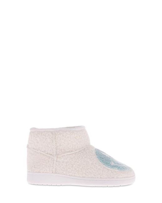 MIA Blue Chill Smiley Faux Shearling Bootie Slipper