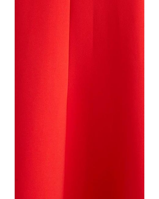 Carolina Herrera Red Pleated Long Sleeve Crepe Dress