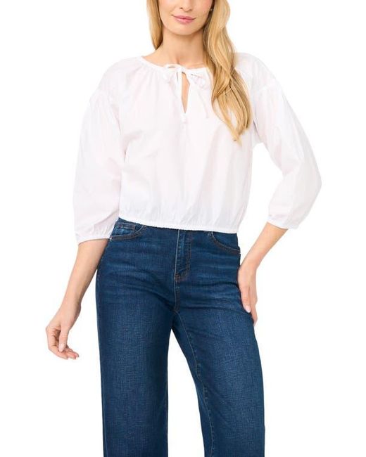 Cece Blue Drop Shoulder Split Neck Top