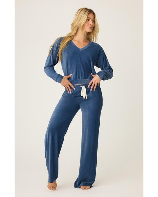 Pj Salvage Blue Craving Corduroy Long Sleeve Pajama Top