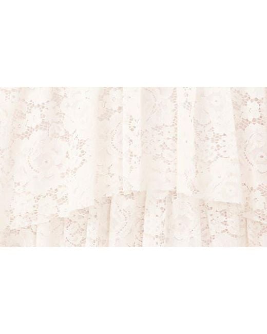 1.STATE White Cascade Ruffle Lace Midi Dress