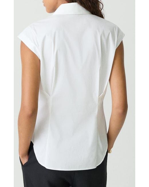 Theory White Cap Sleeve Button-Up Shirt