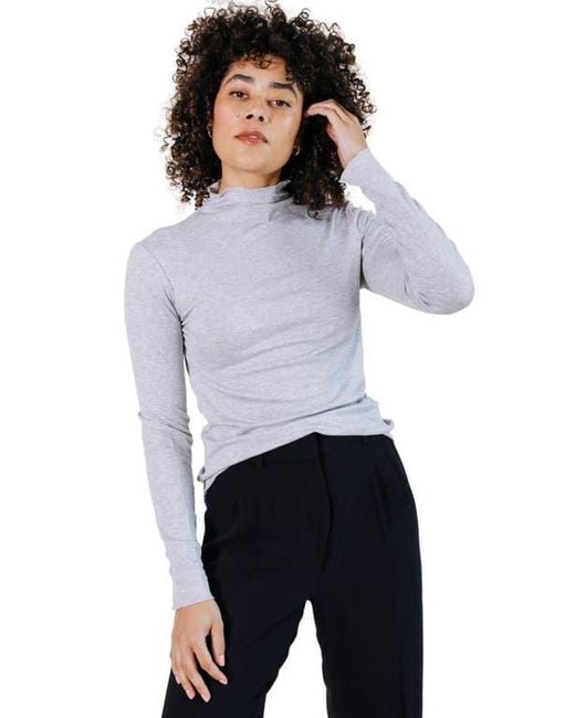 Poplinen Women's White Norma Modal Ribbed Turtleneck