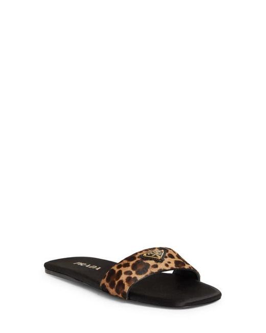 サンダル・ミュール PRADA LEOPARD PRINTED CALF HAIR SLIDE SANDALS PRADA Pony Hair Slide Sandals In Leopard Print | Holt Renfrew