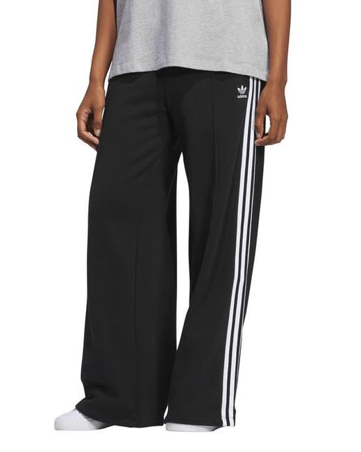 Adidas Originals Black 3-Stripes Wide Leg Cotton French Terry Pants