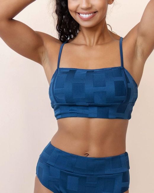 Nanis Blue Squared Surf Crop Top