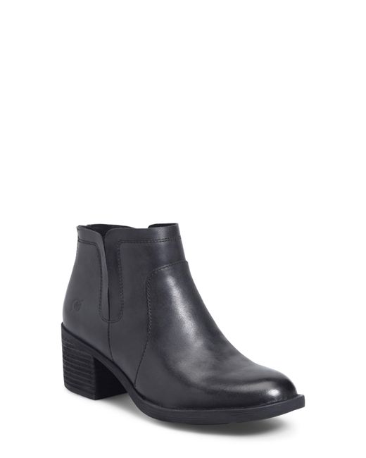 Børn Black Leather Stacked-Heel Bootie