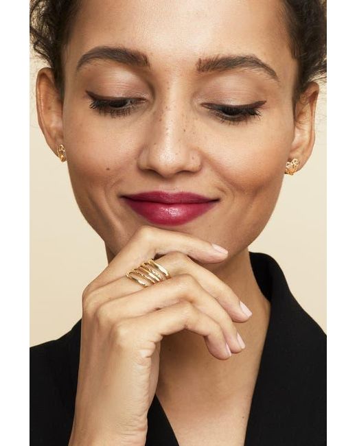 Oradina Metallic Wavy 14K Gold Stack Ring