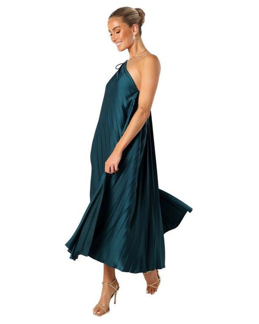 strapless open back dress Zapaka Women Glitter Purple Pleated Metallic Long Prom Dress with Slit Halter Backless Formal Dress, Dark Purple / US12 main image 1