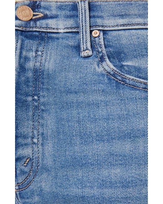 Mother Blue The Tomcat Swisher Sneak Frayed Wide Leg Jeans