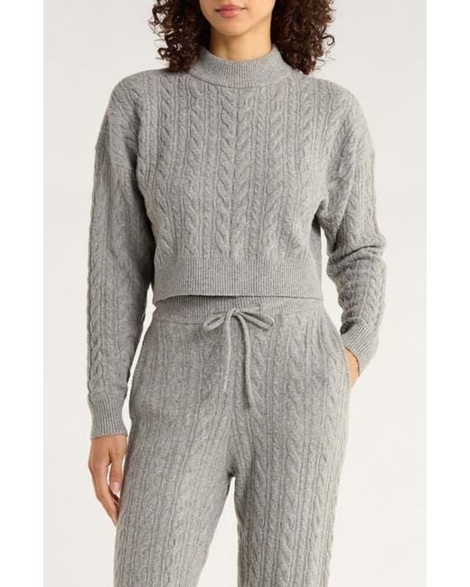 Mpg Gray Cable Knit Crop Sweater