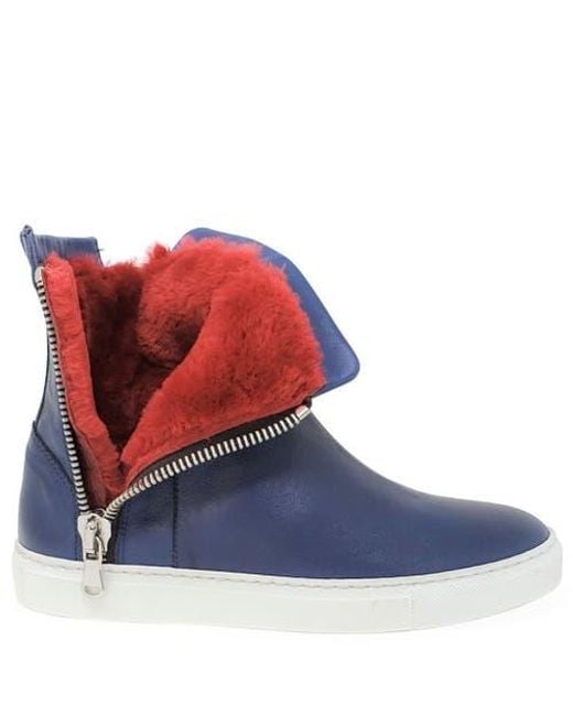 Madison Maison Blue Double Zip Shearling Boot