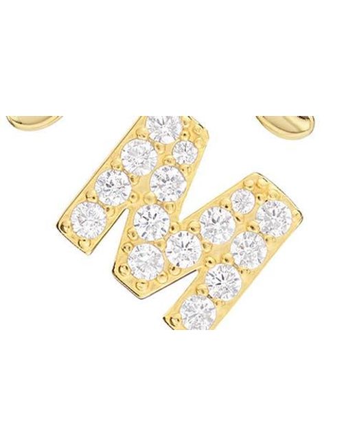 ATHRA LUXE Metallic Cubic Zirconia Bow Initial Pendant Necklace