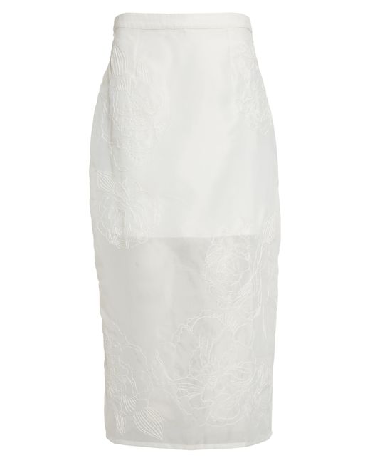 Cinq À Sept White Etta Floral Embroidered Maxi Skirt