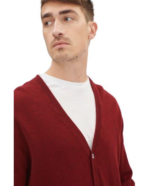 GOBI Mongolian Cashmere Red Essential Cashmere V-Neck Cardigan for men