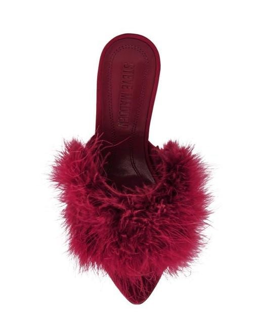 Steve Madden Red Ashbey Faux Feather Sandal