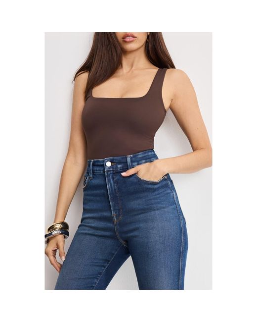 GOOD AMERICAN Blue Modern Tank Thong Bodysuit