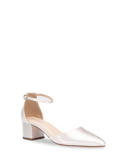 Touch Ups White Tegan Ankle Strap Pointed Toe Pump
