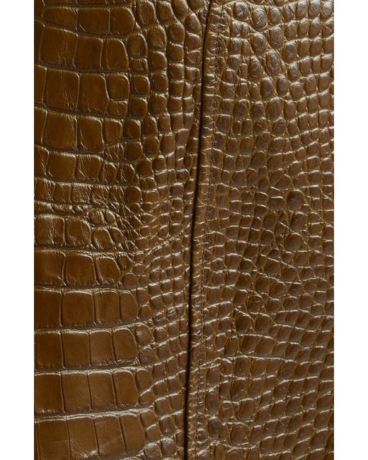 Tom Ford Brown Croco Embossed Leather Skirt