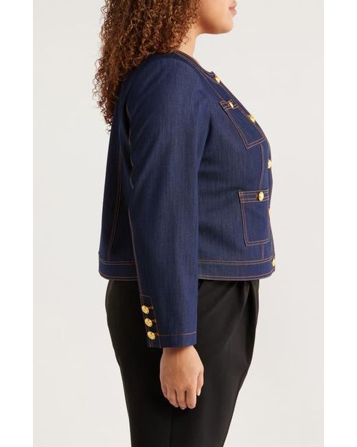 Tahari Blue Crop Jacket