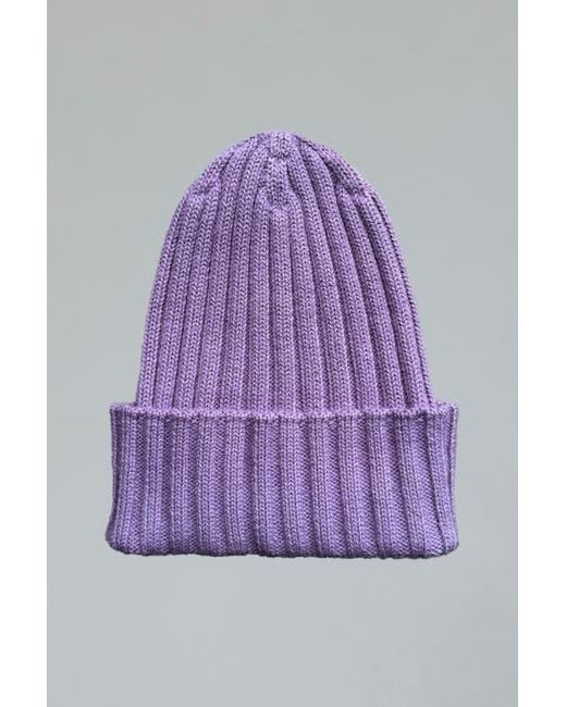 SSKEIN Purple Ribbed Beanie