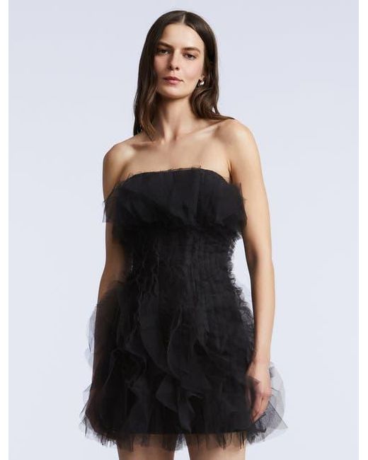 BCBGMAXAZRIA Black Solid Cascade Mini Dress