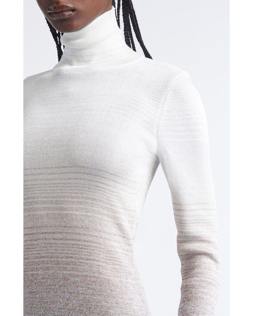 Missoni White Ombré Stripe Long Sleeve Turtleneck Mini Sweater Dress