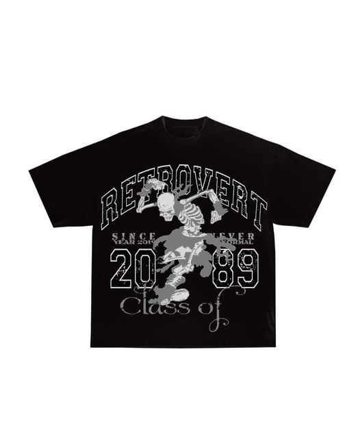 RETROVERT Black University Skeleton Tee for men